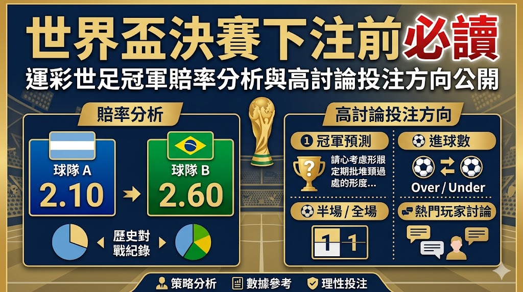 世界盃決賽下注前必讀｜運彩世足冠軍賠率分析與高討論投注方向公開