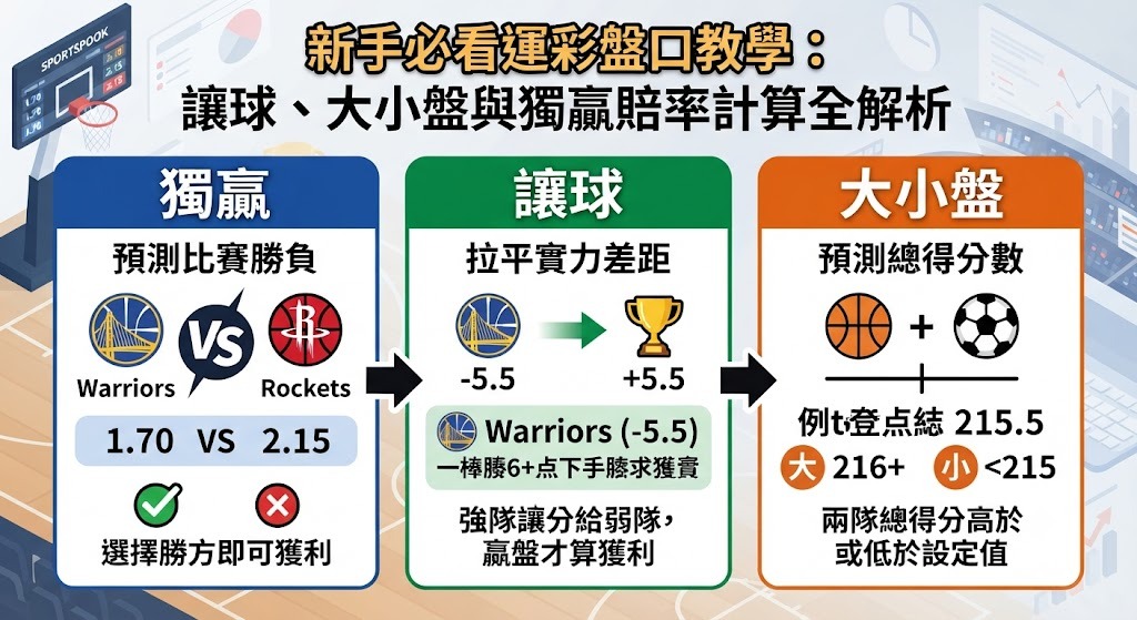 新手必看運彩盤口教學：讓球、大小盤與獨贏賠率計算全解析